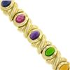 Image 5 : 18K Yellow Gold Oval Cabochon Bezel Multi Color Gemstone Wide X O Link Bracelet