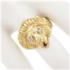 Image 3 : Mens 14k Yellow Gold.13 ctw Ruby Diamond Eyes Detailed Textured 3D Lion Head Rin