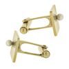 Image 3 : Vintage 14K Gold Rectangular Sunburst Fluted Finish Cuff Links w/ Bead Pearl