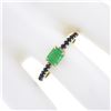Image 6 : New 14k Gold Colombian Emerald & Sapphire Sideways Engagement Stack Band Ring