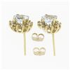 Image 5 : NEW 14k Yellow Gold 2.12 ctw Round Aquamarine Diamond Halo Cluster Stud Earrings