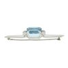 Image 6 : Vintage 14k White Gold Cushion Cut Blue Topaz & Diamond Unique Bar Pin Brooch