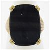 Image 1 : Vintage 9 ctw Yellow Gold 21.3x15.8mm Flat Cushion Black Agate Solitaire Ring