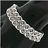 Image 1 : Italian 14K White Gold 7.5" Mesh Tube & Polished Unique Link Wide Strap Bracelet