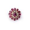 Image 1 : Vintage 14K Yellow Gold Ruby & Diamond Cluster Ring