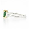Image 6 : NEW 18K TT Gold 0.66 ctw Marquise Prong Diamond & Emerald Five 5 Stone Band Ring