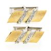 Vintage 14k TT Gold Diamond Polished & Florentine Finish Tube Swivel Cuff Links