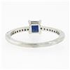 Image 3 : NEW 14K White Gold 0.63 ctw Square Step Cut Sapphire Solitaire & Diamond Ring