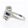 Image 6 : Antique Art Deco 18K White Gold .46 ctw Diamond Sapphire Open Etched Dinner Ring