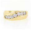 Image 4 : Men's 14K Yellow Gold 1.10 ctw Round Brilliant Channel Set Diamond Wavy Band Rin