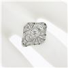 Image 3 : Antique Edwardian Platinum European Diamond Milgrain Engraved Dome Mosaic Ring