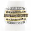 14k TT Gold 3.90 ctw Fancy Brown & White Diamond Channel Set 5 Row Wide Band Rin