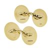 Image 3 : Men's English 18k Yellow Gold DETAILED Horse Head Green Enamel Border Cuff Links