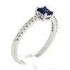 NEW 14K White Gold 0.59 ctw Square Step Cut Sapphire Solitaire & Diamond Ring