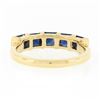 Image 7 : 18k Yellow Gold 1.75 ctw Square Step Cut Sapphire Bar Channel 5 Stone Band Ring