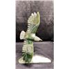 Image 1 : DARK GREEN JADE CARVED EAGLE ON STAND APPROX 10.5" X 5" X 5" (JADE STAND 8" X 2")