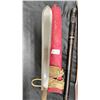 Image 2 : 2 AFRICAN 24" CARVED WOODEN SPEARS, 16" KNIFE IN CARVED WOOD, & VINTAGE MAASAI DOUBLE EDGED