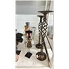 Image 8 : SHELF LOT OF ASSORTED ITEMS, INCLUDING: VASES, DISHES, CANDLE STANDS, DOLLS * MORE '