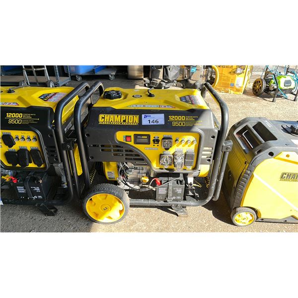 CHAMPION 12000 WATTS PORTABLE GAS GENERATOR (APPEARS TO LEAK GAS)