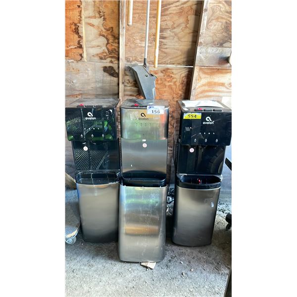 3 ASSORTED AVALON WATER COOLERS (UNKNOWN WORKING CONDITION)