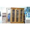 Image 2 : OAK HUTCH AND BUFFET. ANGLE FRONT, LIGHT IN HUTCH. HUTCH 59" X 15" X 47", BUFFET 62" X 16" X 30"
