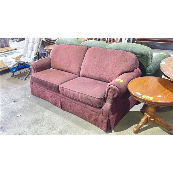 LA-Z-BOY 2 CUSHION LOVE SEAT, HIDE A BED. 74" X 38" X 36". FULL SIZE (53" WIDE) MATTRESS