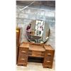 Image 2 : VINTAGE ART DECO STYLE ARMOIRE AND DRESSING TABLE SET. BAKELITE INSERT HANDLES