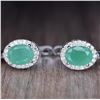 Image 2 : CERTIFIED SILVER EMERALD GEMSTONE EARRINGS ($1,666 APPRAISAL)