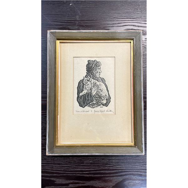 WOOD CUT SIGNED PRINT - JAMES AGRIL SMITH 10.5" X 13.5"