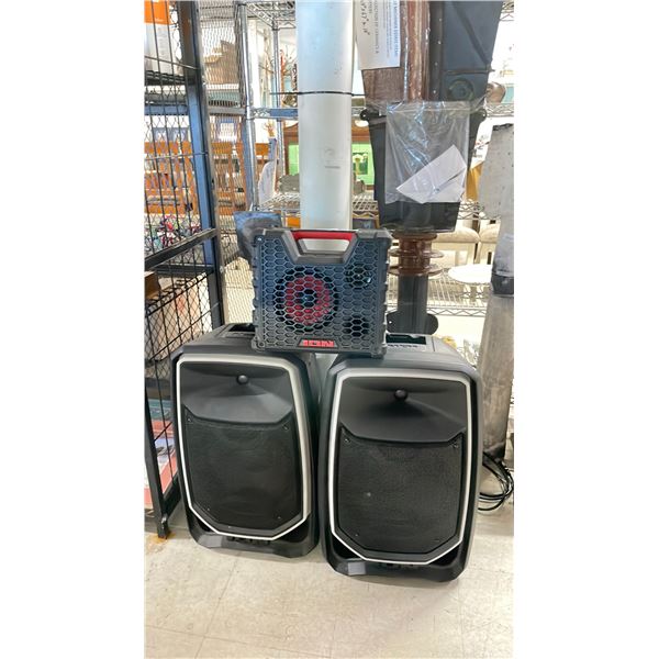 3 ION SPEAKERS (UNKNOWN WORKING CONDITION, MAY BE MISSING PIECES)