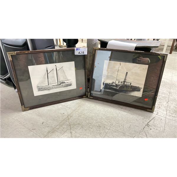 2 FRAMED SIGNED SKETCHES (GLASS BROKEN )