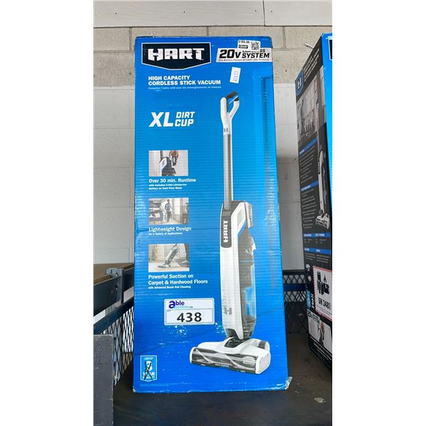 HART CORDLESS STICK VACUUM *UNKNOWN WORKING CONDITION, MAY BE MISSING PIECES*