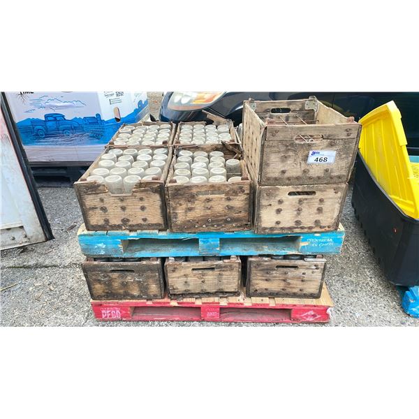 PALLET OF OF VINTAGE MILK CARTONS & CRATES