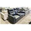 Image 1 : PLEATHER BLACK DOUBLE RECLINER WITH MID SECTION CUP HOLDER *UNKNOWN WORKING CONDITION*