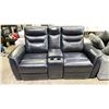 Image 2 : PLEATHER BLACK DOUBLE RECLINER WITH MID SECTION CUP HOLDER *UNKNOWN WORKING CONDITION*