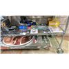 Image 3 : 2 SHELVES OF ASSORTED ITEMS, INCLUDING TOOLS, TOOLBOX POWER SCRUBBER, LAMINATED FLOORING