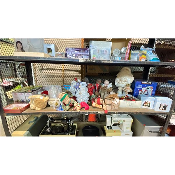 SHELF LOT OF ASSORTED CHRISTMAS DECOR