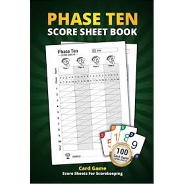 NEW PHASE 10 DICE GAME SCORE SHEETS