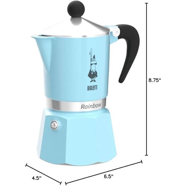 NEW 6 CUP BIALETTI RAINBOW BLUE