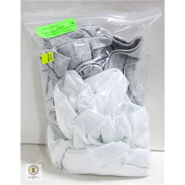 NEW 2 AMAZON ESSENTIAL SMALL WHITE/GREYTURTLE NECK