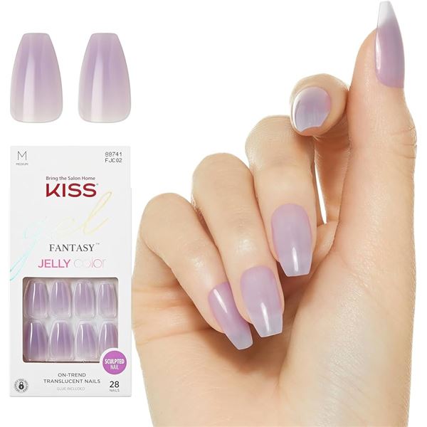 NEW 28 NAILS KISS GEL FANTASY JELLY COLOR ON-TREND