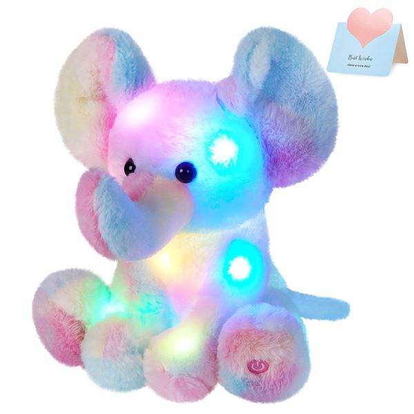 NEW GLOW GUARDS 12" LIGHT UP RAINBOW ELEPHANT