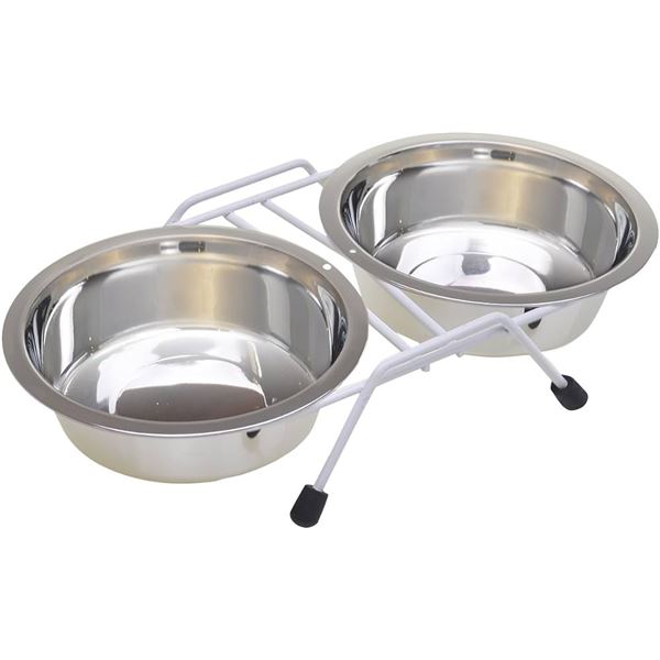 NEW DOUBLE 16 OZ STAINLESS STEEL DISH FOOD & WATER