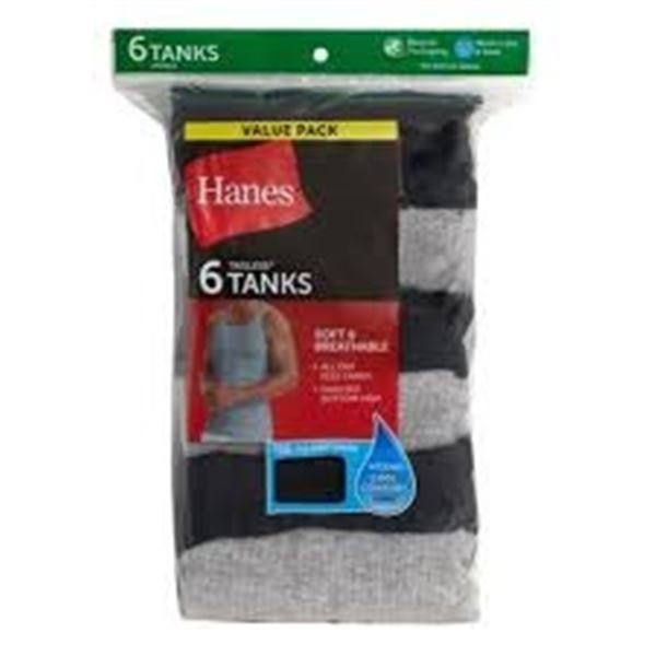 NEW 6 HANES TAGLESS TANKS SMALL