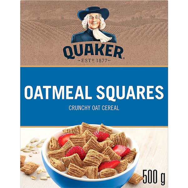 NEW 6 X 500G QUAKER OATMEAL SQUARES CRUNCHY OAT