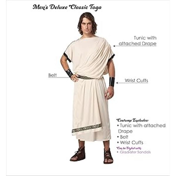 NEW CALIFORNIA COSTUMES MENS DELUXE CLASSIC TOGA
