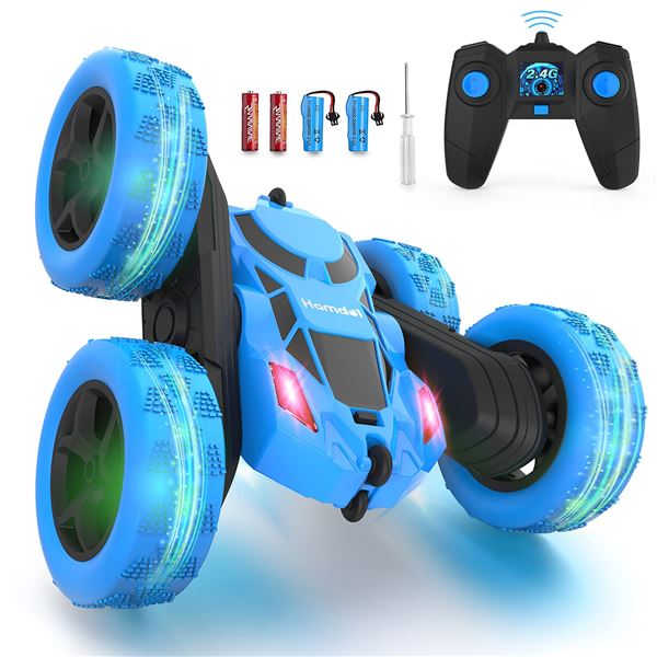 NEW STUNT CAR DOUBLE-SIDED REMOTE CONTROL CAR BLUE