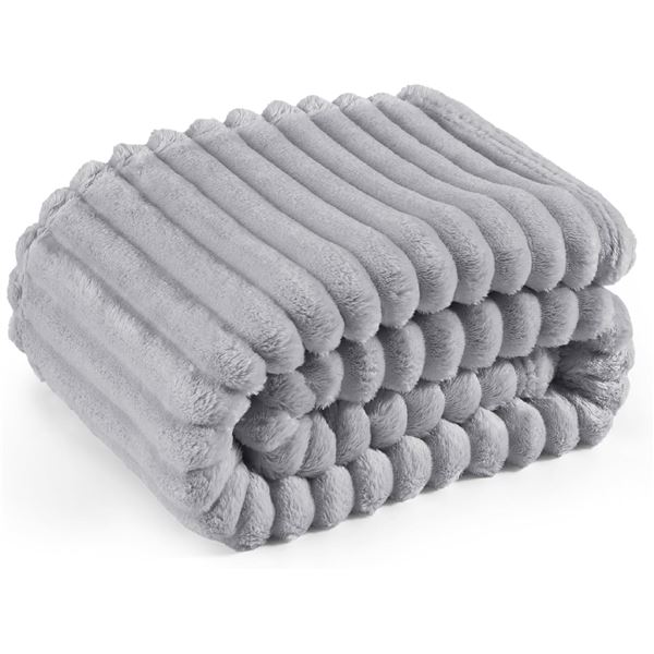 NEW BEDSURE GREY THROW BLANKET THROW 50 X 60"