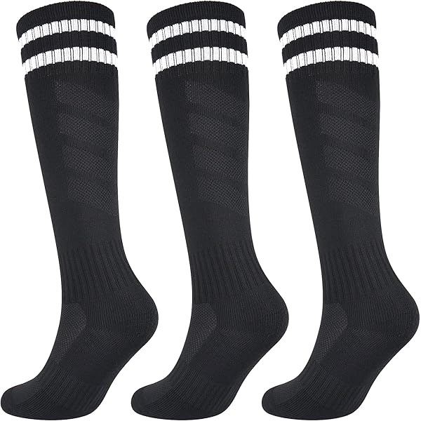 NEW 3 PAIRS MARCHARE BOYS SOCCER SOCKS BLACK