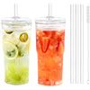 Image 1 : NEW 2 PACK CARILI DRINKING GLASSES WITH STRAW